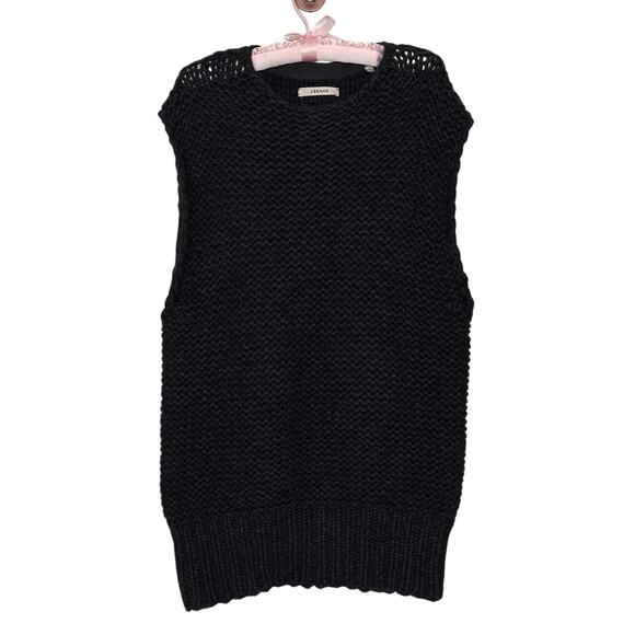 J Brand Small Charcoal Gray Baby Alpaca Merino Wool Chunky Knit Sweater Vest - Picture 1 of 5